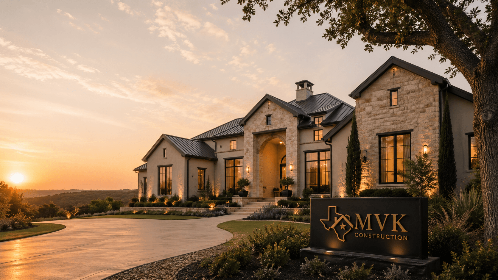 Luxury MVK Construction residence at sunset