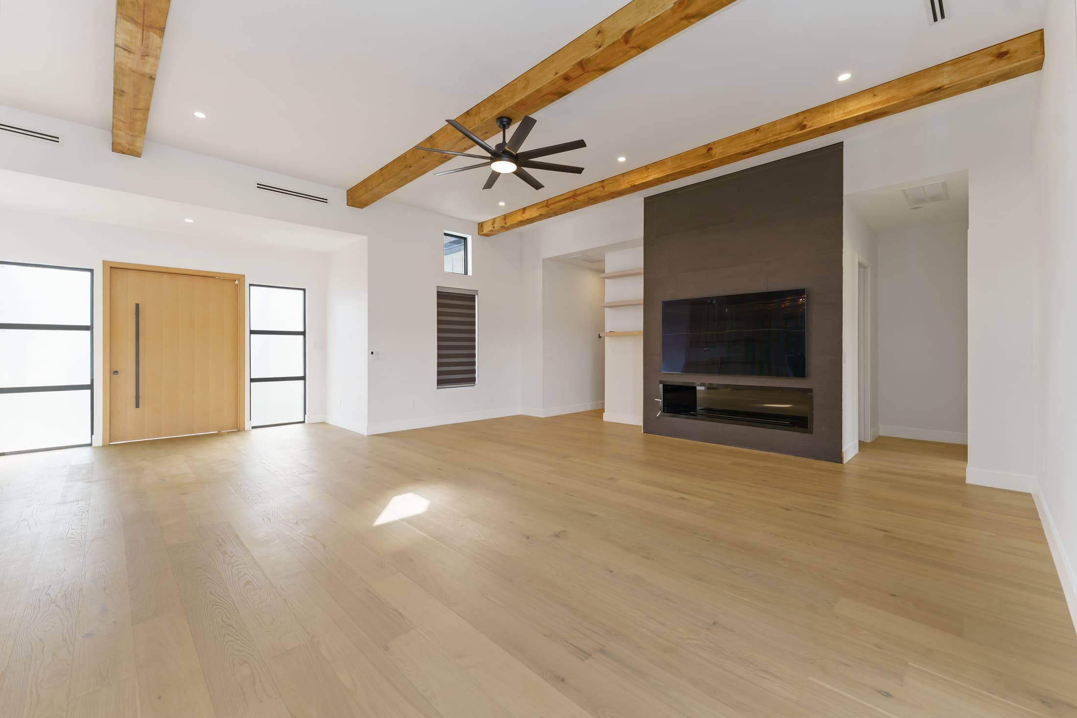 White Oak House living room interior by MVK Construction